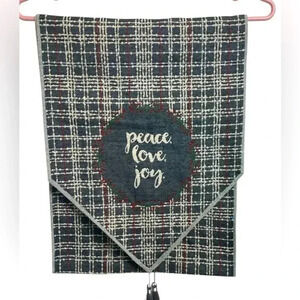 Holiday Table Runner Gray w white,red  and green. 70” long